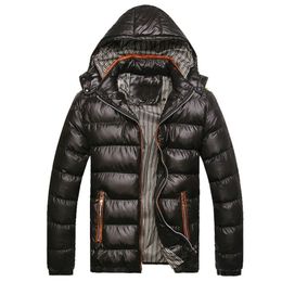 Hooded Men's Winter Jackets Casual Parkas Men Coats Thick Thermal Shiny Slim Fit Brand Clothing 7XL SA045 210819