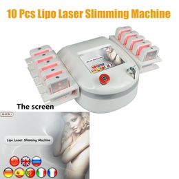 Lipo Laser Slimming Liposuction Lipolaser Machine 10 Pad Lipo Lasers LLLT Diode Cellulite Removal Beauty Machines For Salon Use