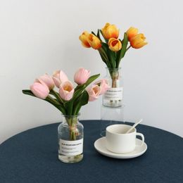 Decorative Flowers & Wreaths 1 Bouquet Fake Flower Stylish Simulation Tulip Fantastic Faux Leather Home DIY For Table