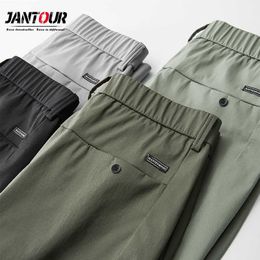 Spring Summer Casual Pants Men Cotton Slim Fit Thin Fashion Gray ArmyGreen Black Comfortable Trousers Male Brand Clothing 210616