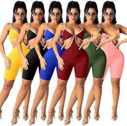 Wholesale sleeveless rompers Womens onesies jumpsuits overalls one piece shorts sexy skinny playsuit slim fashion solid jump suit women clothes klw7281