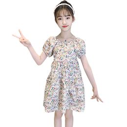 Girl Dresses Floral Pattern Girls Party Casual Style Kids Summer Clothes For 6 8 10 12 14 210528