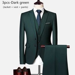 10 colorsJacket+Pants+vest) high-end custom business suit three-piece men's slim tuxedo men's wedding prom dress Plus size 6XL X0909