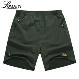 LOMAIYI Plus Size L-8XL Stretch Men's Summer Shorts Men Breathable Embroidery Boardshorts Black Army Green Male Shorts,AM214 X0628