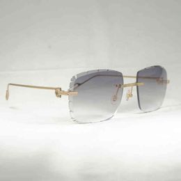 2022 Factory Wholesale Vintage Diamond Cut Sunglasses Men New Oversized Gafas Retro Metal Shades Women Goggles For Outdoor Rimless Glasses