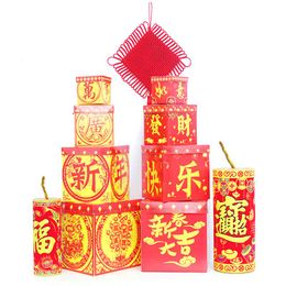 4Pcs Set of Chinese New Year Decoration Party Gift Box Window Shop Scene Layout Paper for Festival Decor