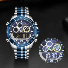 NAVIFORCE Men Military Luxury Watch Quartz Sport Casual Full Steel Wrist watch Digital Analog Waterproof Clock Relogio Masculino 210329