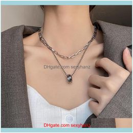 Necklaces & Pendants Jewelrytrendy Double Layer Long Chain Necklace Simple Minimalist Punk For Women Men Goth Jewelry Gift Chokers Drop Deli