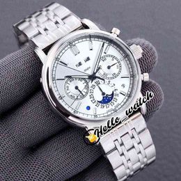 -Designer Uhren Super Komplex Perpetual Calendar 5270G-018 5204R-001 Automatische Herrenuhr Mondphase Weiß Dial SS Stahl Armband Rabatt