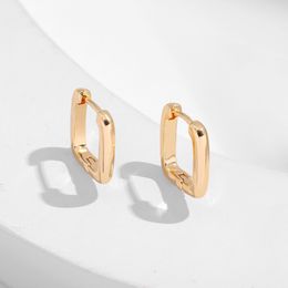 Simple Geometric U-Shape Small Hoop Earring for Woman Fashion Gold Color Metal Square Thin Earrings Accessories Jewelry