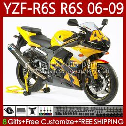 Motorcycle Fairings For YAMAHA YZF R6 S 600 CC YZF600 YZF-R6S 2006 2007 2008 2009 Body 96No.154 YZF-600 600CC YZFR6S 06-09 YZF Yellow Black R6S 06 07 08 09 OEM Bodywork Kit