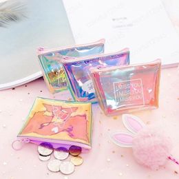 Laser Colourful Coin Purse Cable Earphone Cable Key Bag Girl Heart Clutch Bag Zipper Storage Bag Best-selling