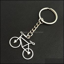 Key Rings Jewellery Punk Trendy Sier Plated Bicycle Keychain Love Heart Bike Pendant Chain Ring Cycling Keyring Women Unique 841 Drop Delivery