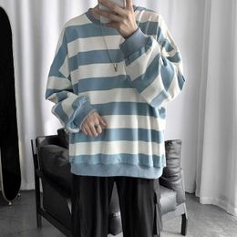 Lovers Sweatshirts Men Casual Loose Sweatshirts Oversized 2020 New Spring Streetwear Striped Male Hiphop Winter Homme Clothing Y0804