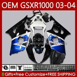 Injection mold Bodys For SUZUKI GSXR-1000 K 3 GSX R1000 GSXR 1000 CC 2003-2004 White blue hot Bodywork 67No.30 1000CC GSXR1000 K3 03 04 GSX-R1000 2003 2004 OEM Fairing kit