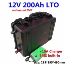 20000 cycles LTO 12V 200ah Lithium titanate battery BMS 5s for trolling motor RV Solar energy back up power supply +10A Charger