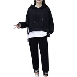 Sports Suit Female Autumn And Winter Student Wear Korean Version Of Loose Fashion Women's Bikes Casual Two Piece Set Women 210727