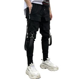 drop shipping Men Sweatpants muti chains design Mens Joggers Harem Pants Multi-pocket Pencil Jogger Pants LBZ13 X0723