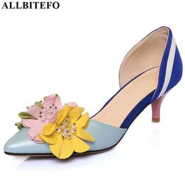 ALLBITEFO arrive elegant Flower decoration summer women sandals fashion sexy high heel shoes pointed toe women shoes 210611