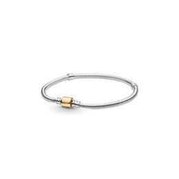 NEW 2021 100% 925 Sterling Silver Gold Bracelet Fit DIY Original Fshion Jewellery Gift 11123