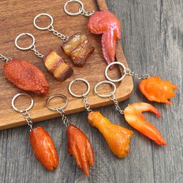 Simulation Food Keychain PVC Fake Braised Pork Trotter Roasted Chicken Pendant Artificial Creative Foods Key Ring