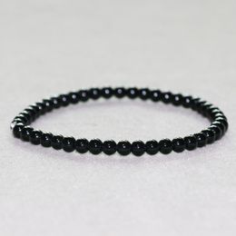 MG0020 Wholesale 4 mm Black Onyx Bracelet Natural Mini Gemstone Jewelry New Design Handmade High Quality Yoga Mala