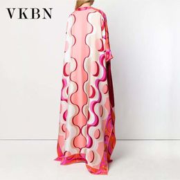 VKBN Summer Dress Women Green Pink Purple Printing Batwing Sleeves V-Neck Plus Size Women Party Dress High Quality 210507