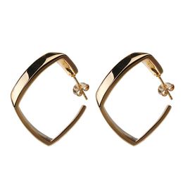 Hoop & Huggie Gold Metal Geometric Earrings For Office Lady Women Simple Design Large Earring Jewellery Gift