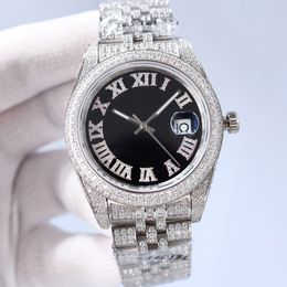 Full Diamond Mens Watch Automatic Mechanical Watches 41mm Diamonds Bezel Fashion WristWatches Montre De Luxe Men Classic WristWatch