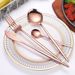 4Pcs/set Black Gold Cutlery Set 18/10 Stainless Steel Dinnerware Silverware Flatware Set Dinner Knife Fork Spoon DH7875