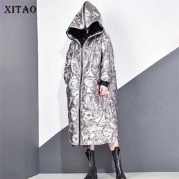 XITAO Personality Winter Coat Women Letter Pattern Streetwear Parka Brand Loose Plus Size Clothes DMY1754 211013