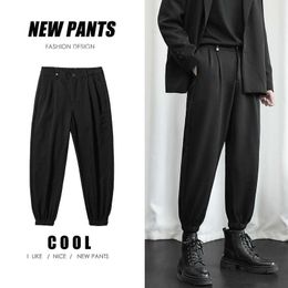 Men Black Korean Hip Hop Harem Pants 2021 Spring Autumn Mens Fashions Streetwear Casual Cargo Joggers Solid Vintage Trousers Y0927