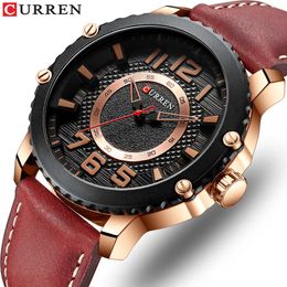 Curren Style Watches New Casual Sport Quartz Clock Male Army Military Leather Wristwatch Men's Colorful Fashion Man Design Watch Q0524