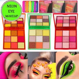 in stock Beauty Eye Makeup PINK ORANGE GREEN Eyeshadow Palette 9 Colours Shimmer Matte Neon Eye Shadow 3 Styles