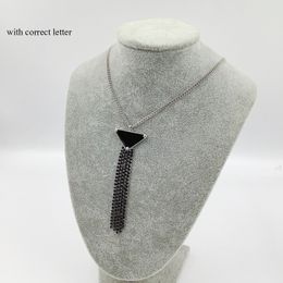 Women Triangle Pendant Necklace with Stamp Letter Tassel Necklaces for Gift Party High Quality Jewellery Accessories