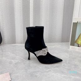 Diamond Buckle Sexy Fashion Boots for Women Pointed Toe Party for Women High Thin Heels Designer Shoes Luxury
