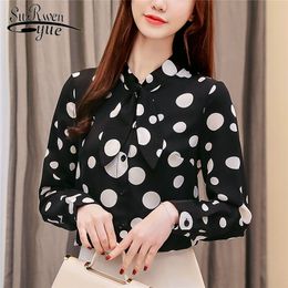 Fashion chiffon womens tops and blouses spring bow tie shirts long-sleeved OL clothes 1795 50 210521