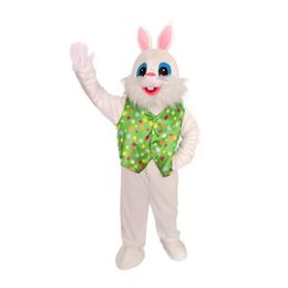 Easter Green Vest Plush Easter Rabbit Mascot Costumes Christmas Fancy Party Dress Cartoon Character Outfit Suit Adults Size Carnival Xmas Fursuit Theme Clothing