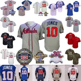 Chipper Jones Jersey Retirement 2018 Hall of Fame Patch 1995 Ws Grey White Army Green Cream Navy Red White Fans Player Version Blue