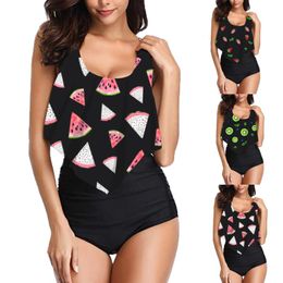 Women's Swimwear Ladies Sexy Split Bikini Floral Print Push-up Padded Bra Strappy Sports Swimsuit Women Clothing Summer Vestido Mujer