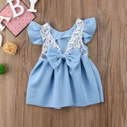 Baby Girl Tops Bow Dresses Kids Lace Ball Gown Tutu Party Dress Sundress Kids Baby Girls Toddler Princess Clothing 3M-3T Q0716