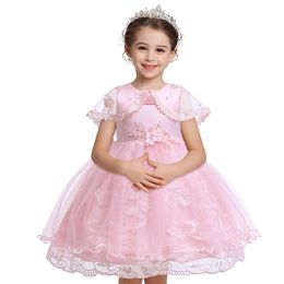 Kids Prom Princess Dress Teenager Cotton Lace Princesee Dress Child Girl Wedding Birthday Party Dress 2-10 Years Old Girl Skirt 1475 B3