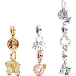 Designer Jewelry 925 Silver Bracelet Charm Bead fit Pandora Butterfly Pendant Classic Slide Bracelets Beads European Style Charms Beaded Murano