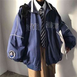 spring letter jacket all-match preppy style baseball hoodie women men's loose thin casual lovers cool wear sweatshirt 210809