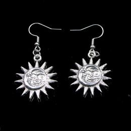 New Fashion Handmade 28*25mm Double Sides Sun Moon Earrings Stainless Steel Ear Hook Retro Small Object Jewellery Simple Design For Women Girl Gifts