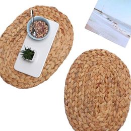 Mats & Pads Non Slip Heat-insulated Home Decor Pography Props Hand-Woven Natural Seagrass Mat Placemats Table Pot Holder