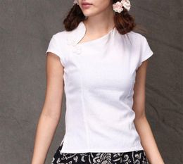 Women's Blouses & Shirts Shanghai Storey White Chinese Style Top Tradition Cheongsam Traditional Linen Blouse