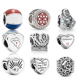 Memnon Jewelry 925 Sterling Silver All-Seeing Eye Heart Charm Beach Ball Enamels Charms Maid of Honor Bead Sun Stars Moon Openwork Beads Fit Bracelets DIY For Women