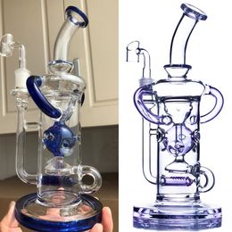 11.3 inch Purple Green Fab Egg Dab Rigs Recyler Glass Water Bongs with 14.4 mm Banger Ice Smoking Hookahs