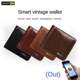Men's leather short business multi-card coin purse smart anti-lost anti-theft wallets